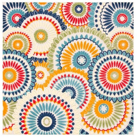 Safavieh 6 ft.-7 in. x 6 ft.-7 in. Cabana Contemporary Square Area Rug Blue & Ivory CBN382M-7SQ